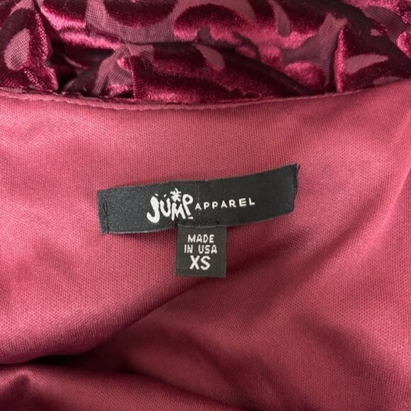 VTG Jump Apparel Womens Red Velvet Burn Out Sheath Y2K Dress Size XS Bodycon 90s - Picture 5 of 12